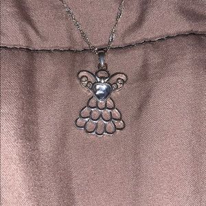 March birthstone angel necklace